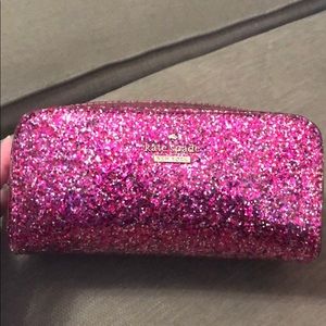 Kate Spade pink Glittery Cosmetic Bag